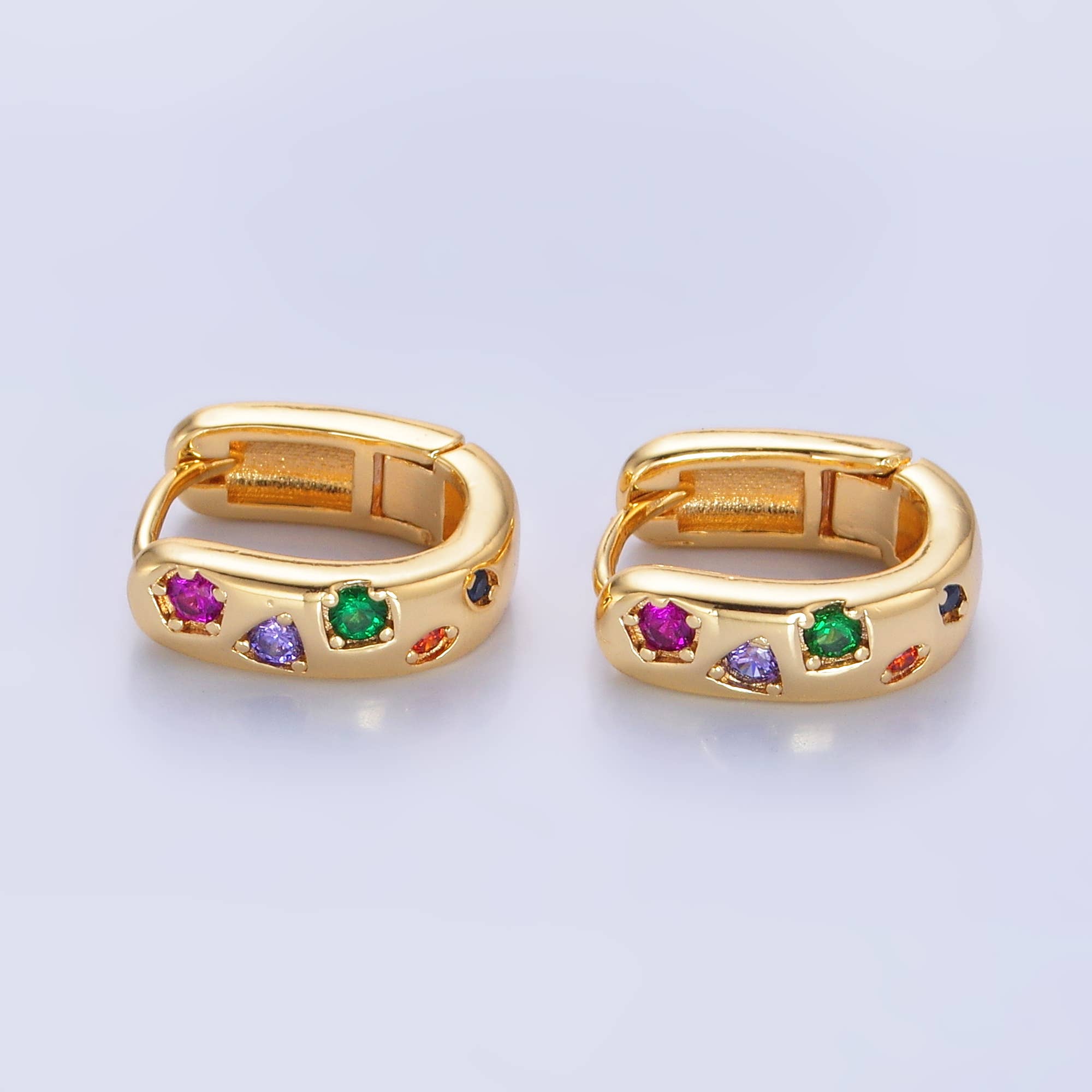 Shop Colorful Crystal Huggie Earrings- at Ruby Joy Boutique, a Women's Clothing Store in Pickerington, Ohio