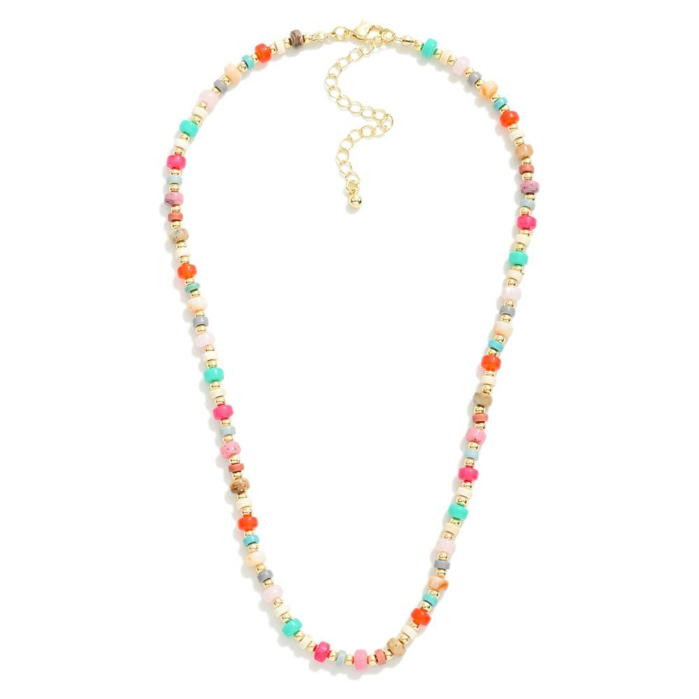 Shop Colorful Stone Beaded Necklace-Necklaces at Ruby Joy Boutique, a Women's Clothing Store in Pickerington, Ohio