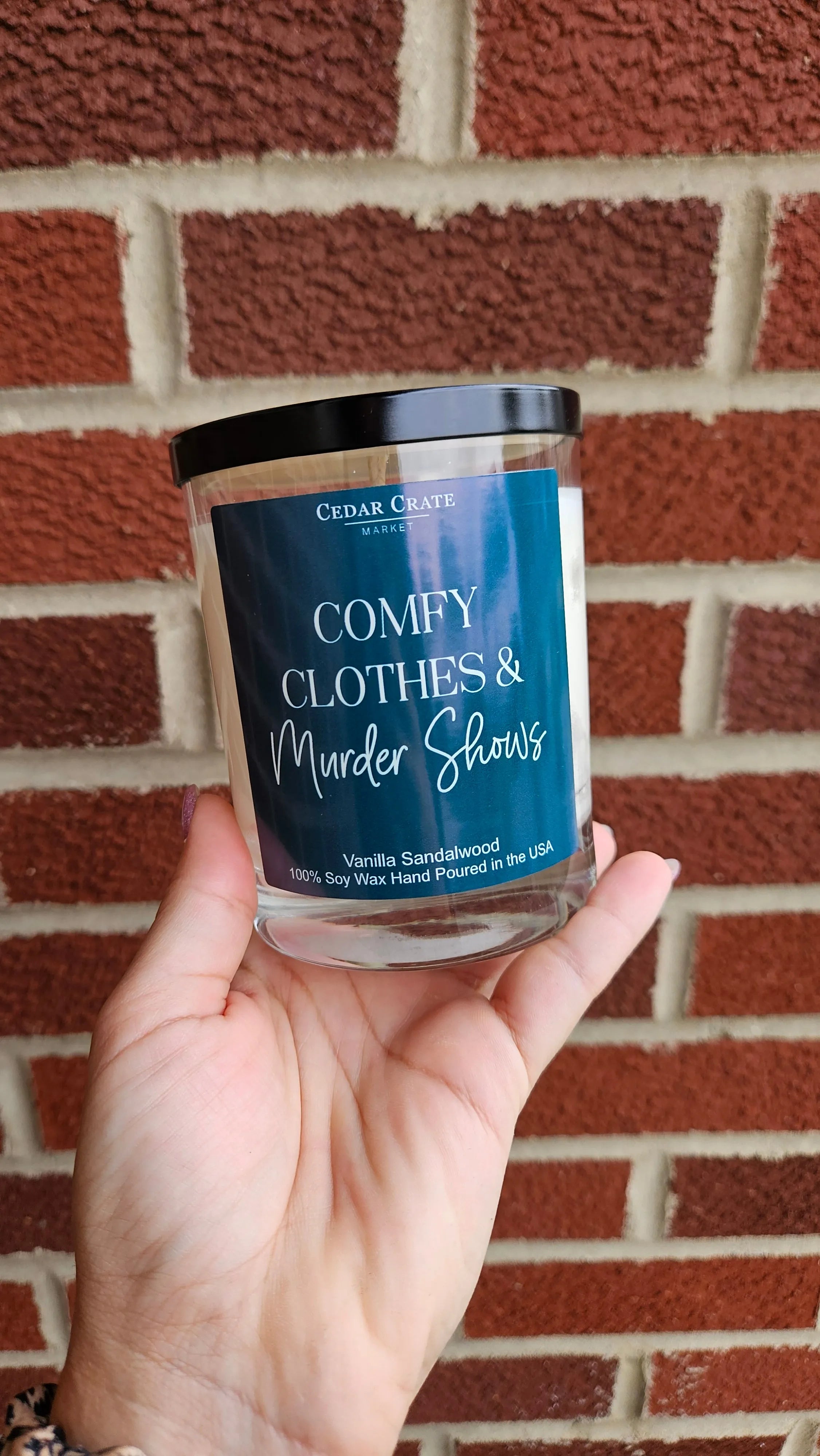 Shop Comfy Clothes & Murder Shows | Vanilla Sandalwood Soy Candle- at Ruby Joy Boutique, a Women's Clothing Store in Pickerington, Ohio