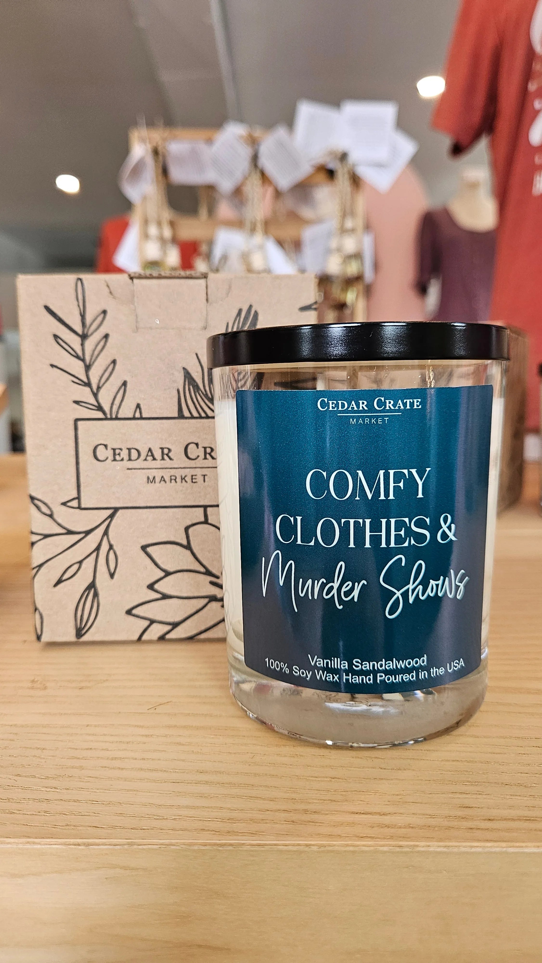 Shop Comfy Clothes & Murder Shows | Vanilla Sandalwood Soy Candle- at Ruby Joy Boutique, a Women's Clothing Store in Pickerington, Ohio