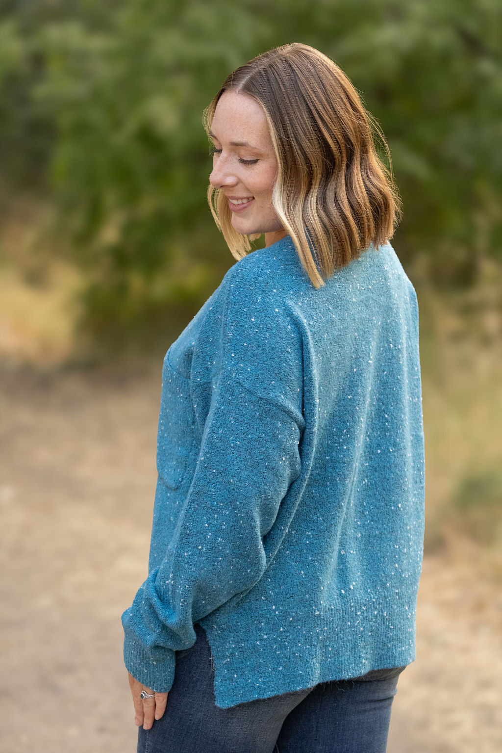 Shop Confetti Sweater - Blue-Sweater at Ruby Joy Boutique, a Women's Clothing Store in Pickerington, Ohio