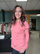 Shop Coral Dreams Ruffle Top-Small at Ruby Joy Boutique, a Women's Clothing Store in Pickerington, Ohio