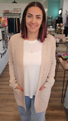 Shop Cozy Open Sweater Cardigan - Oatmeal- at Ruby Joy Boutique, a Women's Clothing Store in Pickerington, Ohio