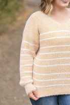 Shop Cozy Striped Sweater - Mustard-Sweater at Ruby Joy Boutique, a Women's Clothing Store in Pickerington, Ohio