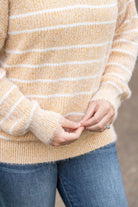 Shop Cozy Striped Sweater - Mustard-Sweater at Ruby Joy Boutique, a Women's Clothing Store in Pickerington, Ohio