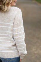 Shop Cozy Striped Sweater - Natural-Sweater at Ruby Joy Boutique, a Women's Clothing Store in Pickerington, Ohio