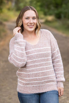 Shop Cozy Striped Sweater - Rust-Sweater at Ruby Joy Boutique, a Women's Clothing Store in Pickerington, Ohio