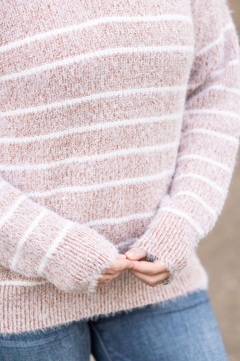 Shop Cozy Striped Sweater - Rust-Sweater at Ruby Joy Boutique, a Women's Clothing Store in Pickerington, Ohio