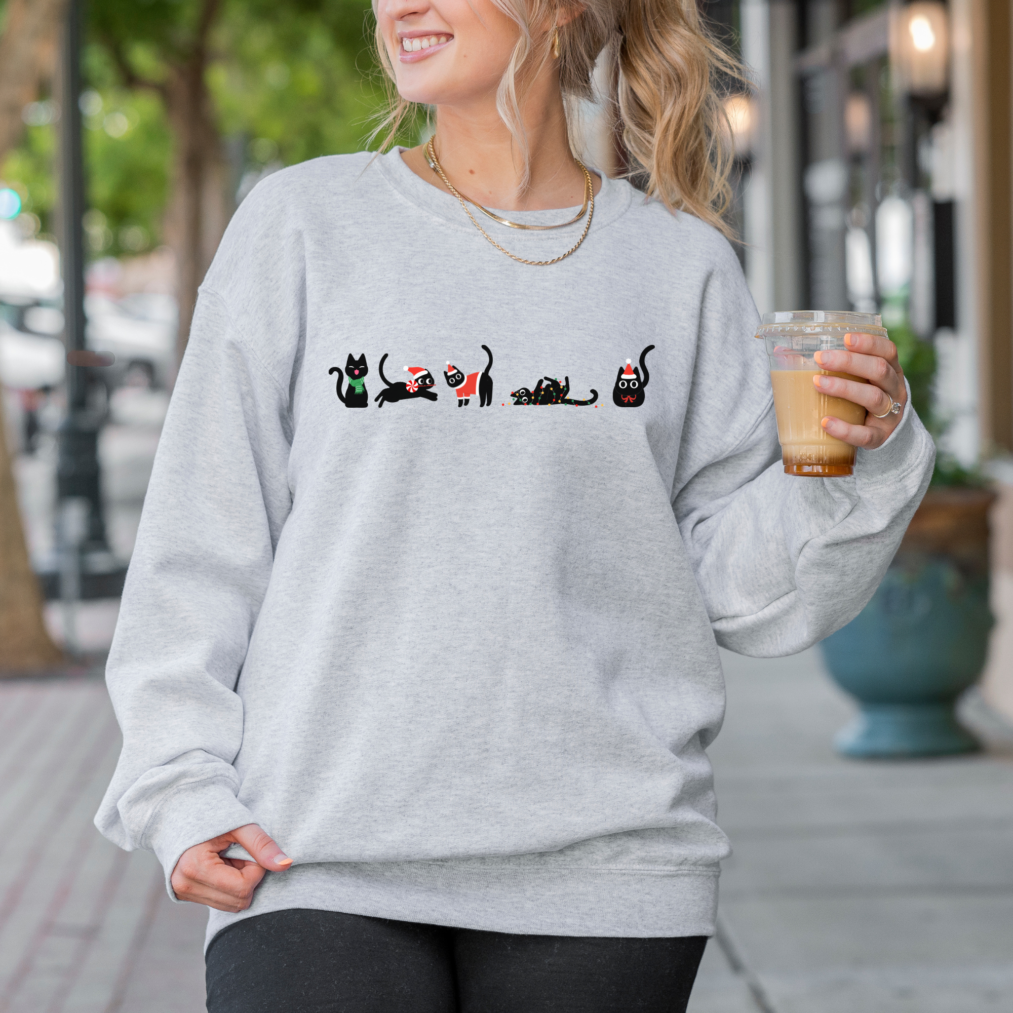 Shop Crazy Christmas Kitties Graphic Top- at Ruby Joy Boutique, a Women's Clothing Store in Pickerington, Ohio
