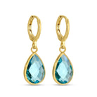 Shop Crystal Teardrop Huggie Earrings | 4 Colors-Aqua at Ruby Joy Boutique, a Women's Clothing Store in Pickerington, Ohio