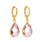 Shop Crystal Teardrop Huggie Earrings | 4 Colors-Pink at Ruby Joy Boutique, a Women's Clothing Store in Pickerington, Ohio