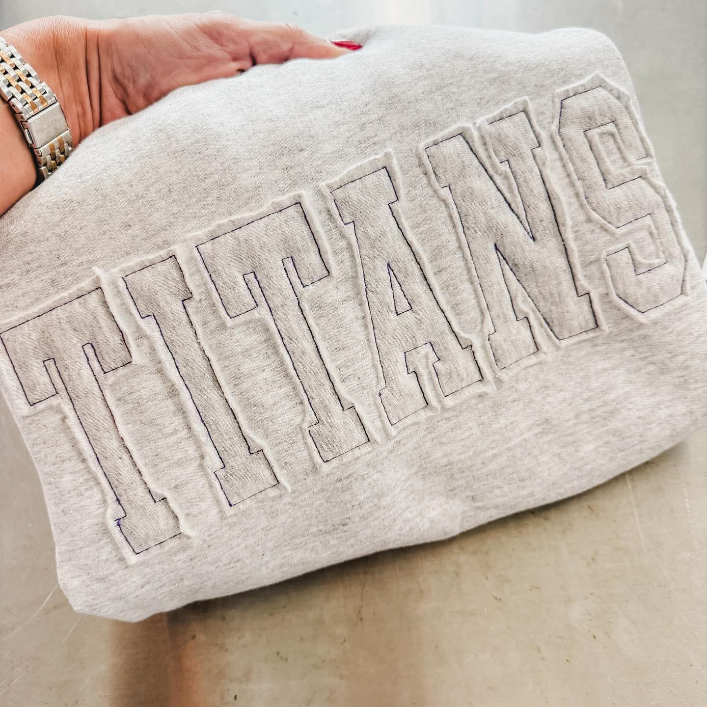 Shop Custom Applique Sweatshirt- at Ruby Joy Boutique, a Women's Clothing Store in Pickerington, Ohio