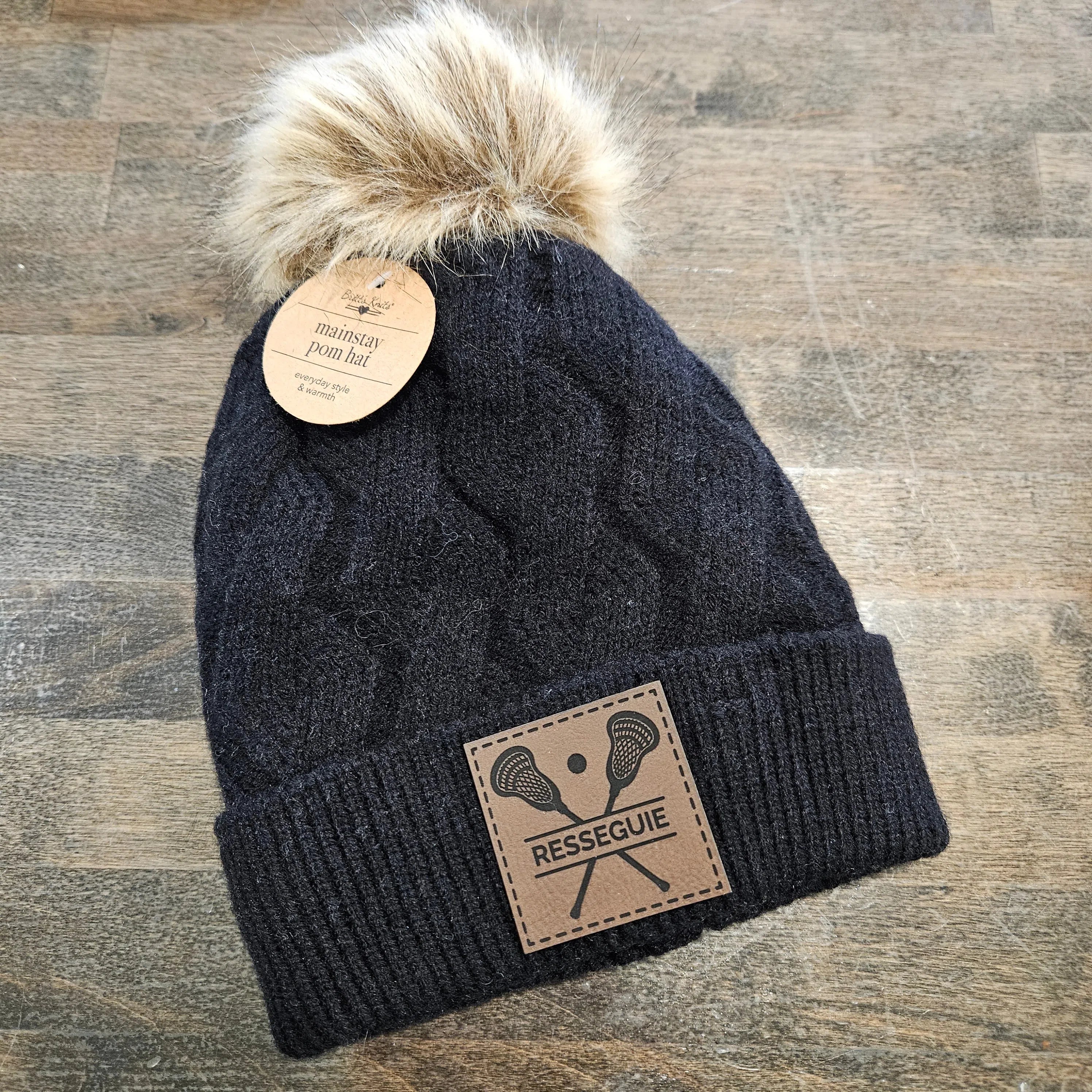 Shop Custom Lacrosse Patch Beanie- at Ruby Joy Boutique, a Women's Clothing Store in Pickerington, Ohio