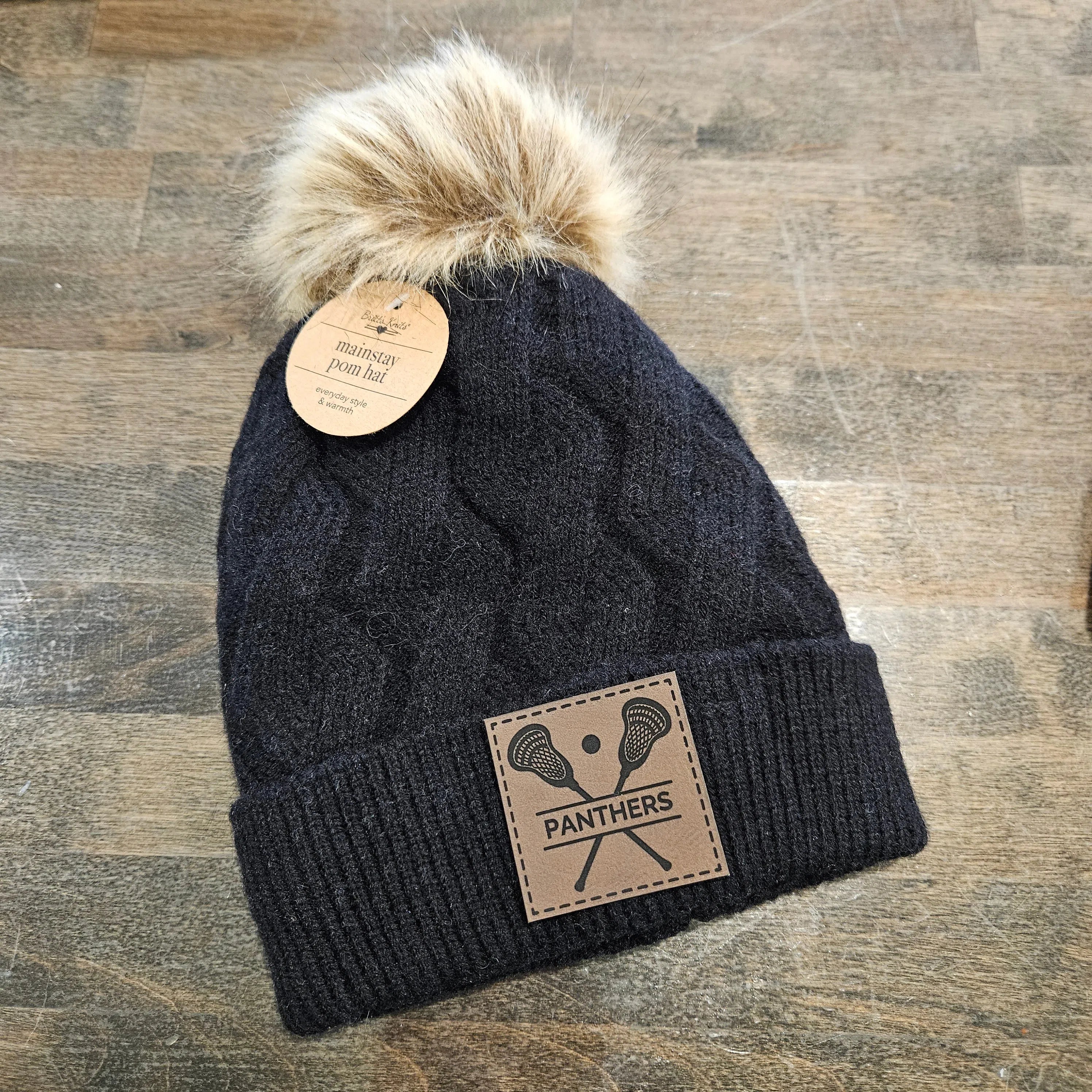 Shop Custom Lacrosse Patch Beanie- at Ruby Joy Boutique, a Women's Clothing Store in Pickerington, Ohio