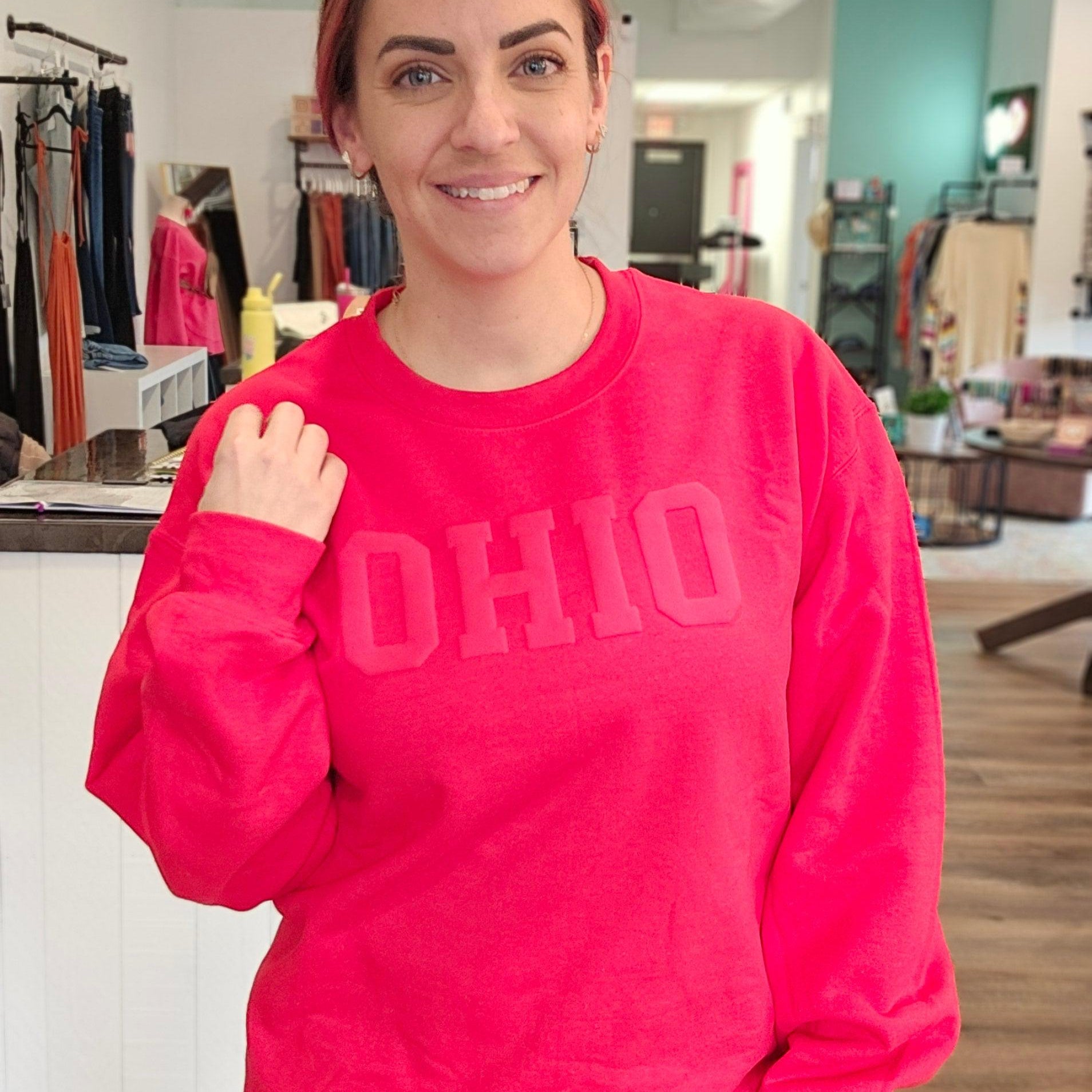 Shop Custom Puff Lettered Sweatshirt-sweatshirt at Ruby Joy Boutique, a Women's Clothing Store in Pickerington, Ohio