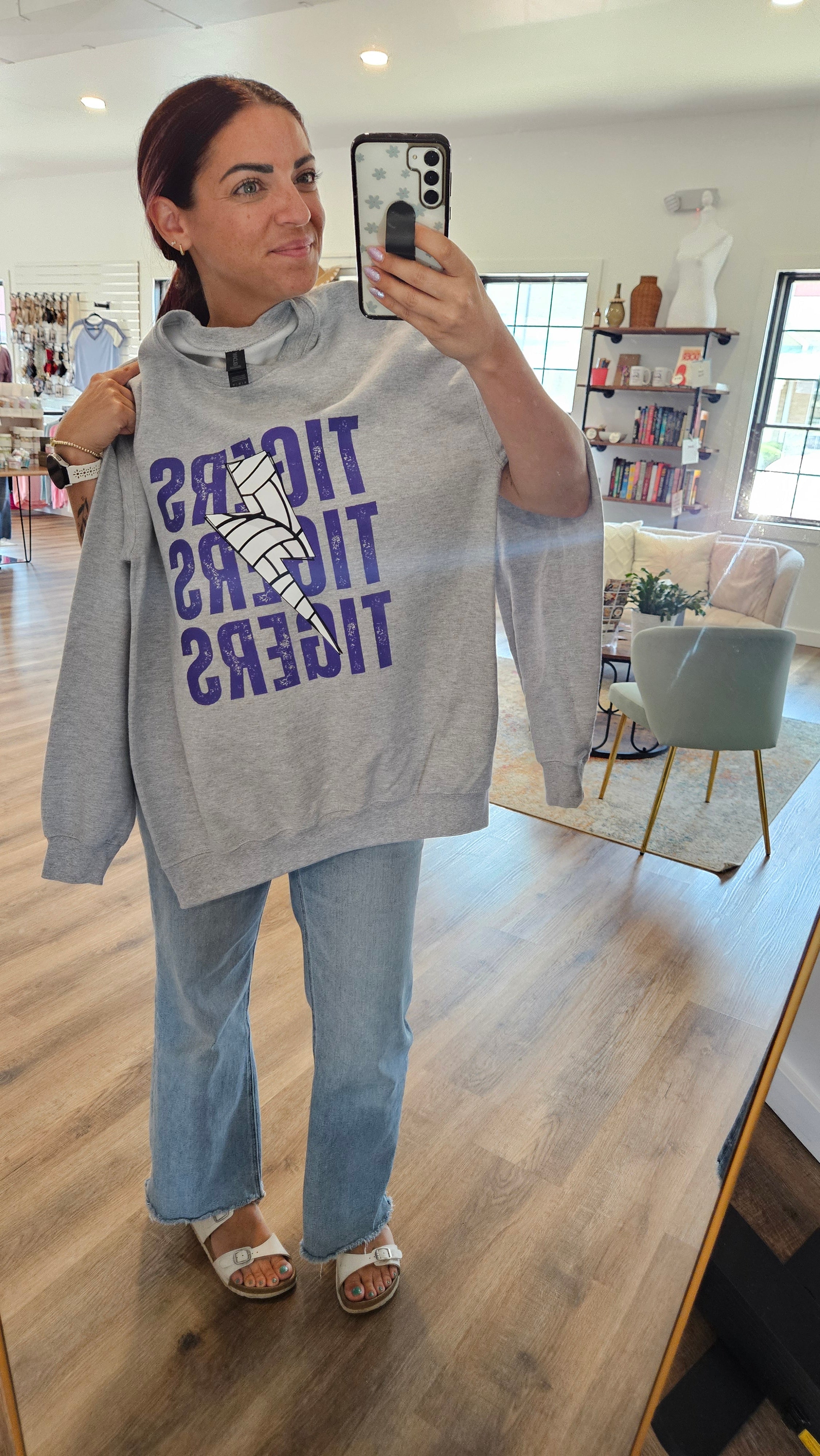 Shop Custom Sports Lightning Tee-Small at Ruby Joy Boutique, a Women's Clothing Store in Pickerington, Ohio