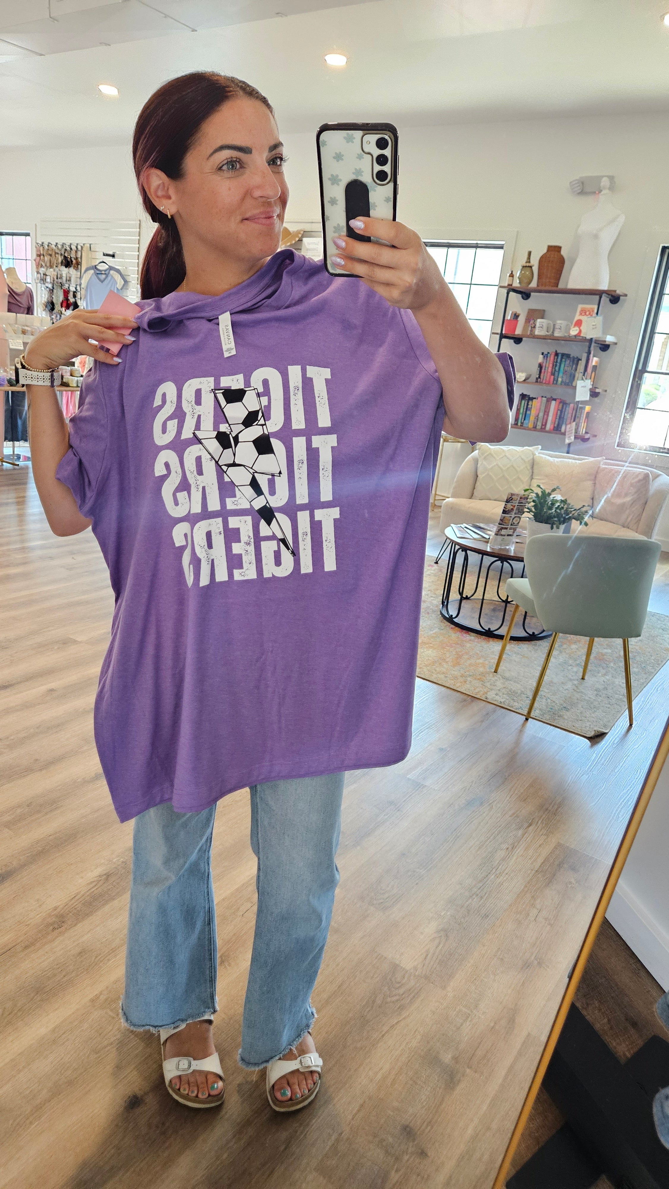 Shop Custom Sports Lightning Tee- at Ruby Joy Boutique, a Women's Clothing Store in Pickerington, Ohio