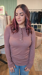 Shop Dahlia Thermal Ruffled Top - Mulberry-Shirts & Tops at Ruby Joy Boutique, a Women's Clothing Store in Pickerington, Ohio