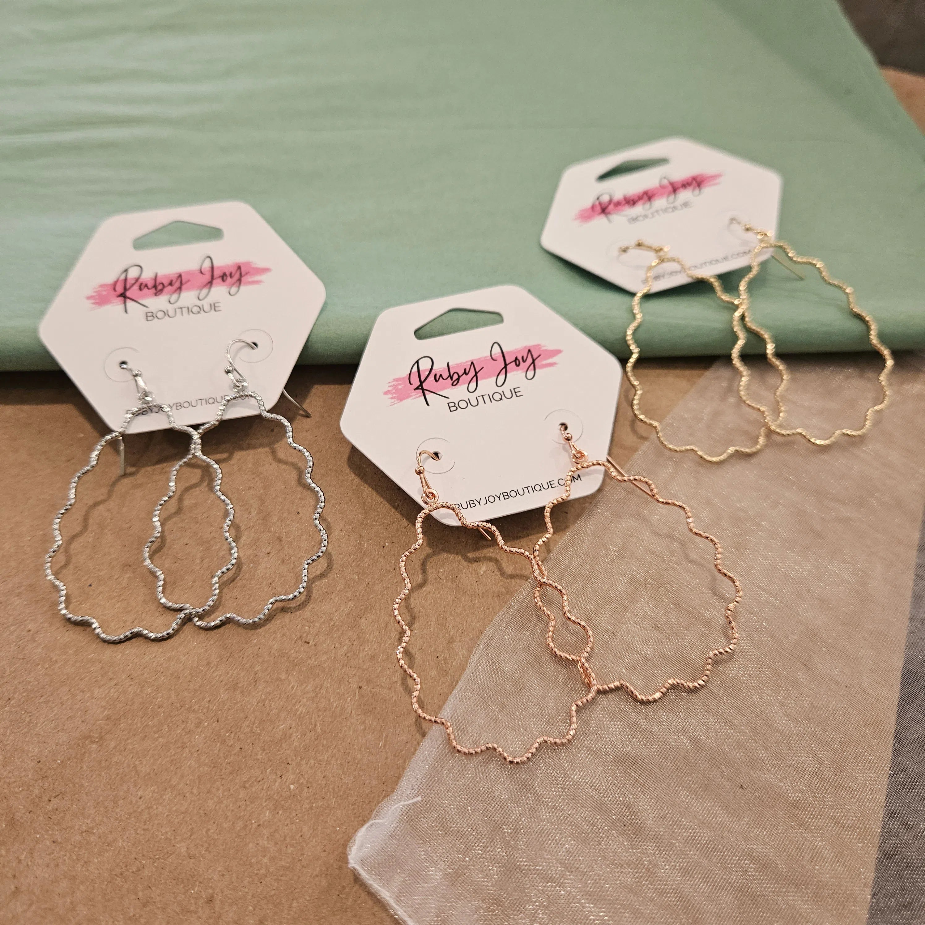 Shop Dainty Wavy Teardrop Earrings-Earrings at Ruby Joy Boutique, a Women's Clothing Store in Pickerington, Ohio
