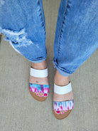 Shop Daisy Double Strap Sandals - Tie Dye-Sandals at Ruby Joy Boutique, a Women's Clothing Store in Pickerington, Ohio