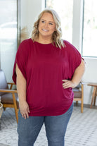 Shop Darcy Dolman Top - Burgundy-Shirts at Ruby Joy Boutique, a Women's Clothing Store in Pickerington, Ohio