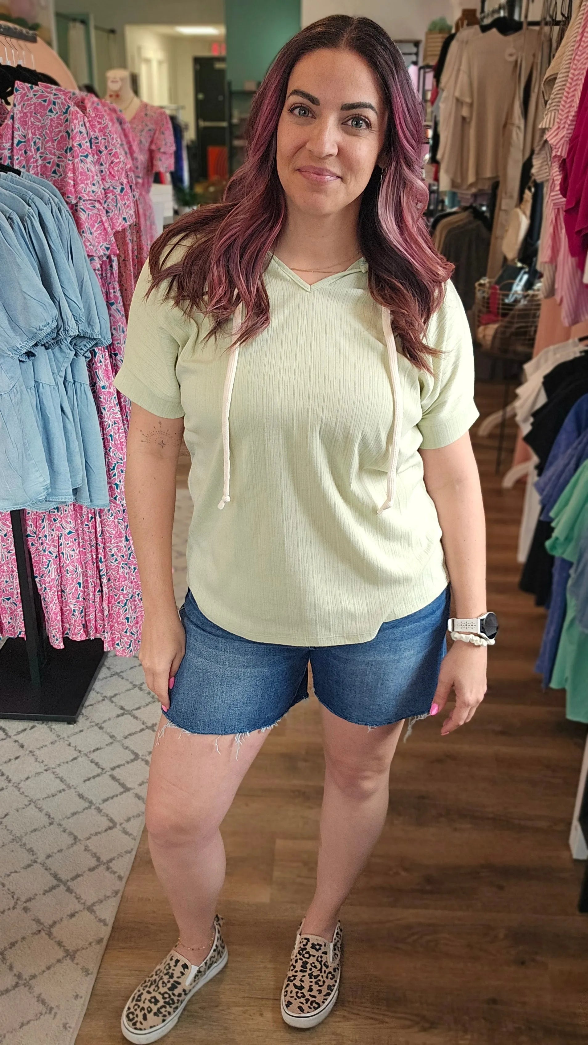 Shop Dark Wash Mid Rise Shorts - Tummy Control- at Ruby Joy Boutique, a Women's Clothing Store in Pickerington, Ohio