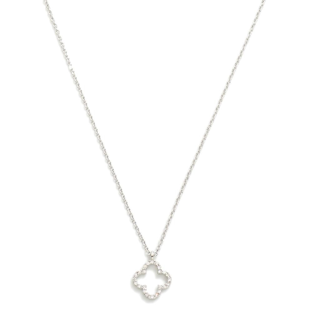 Shop Delicate Rhinestone Clover Necklace-Necklaces at Ruby Joy Boutique, a Women's Clothing Store in Pickerington, Ohio