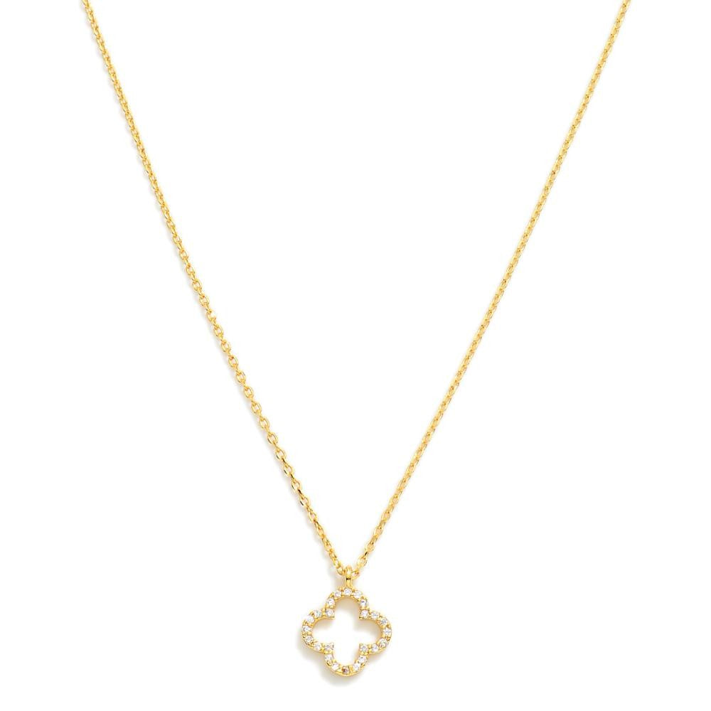 Shop Delicate Rhinestone Clover Necklace-Necklaces at Ruby Joy Boutique, a Women's Clothing Store in Pickerington, Ohio