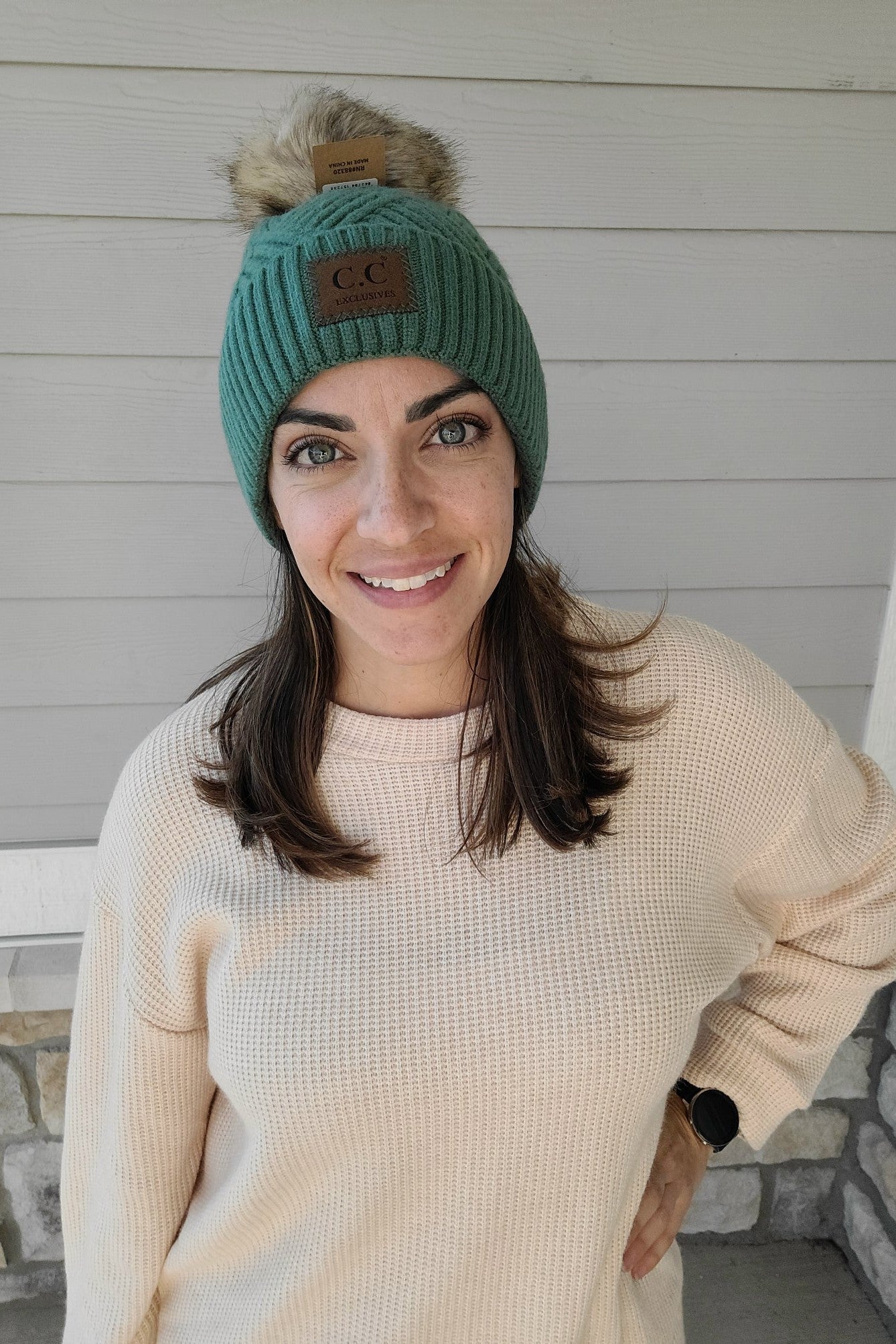 Shop Diamond Knit Patch Beanie - C.C.-Winter Hat at Ruby Joy Boutique, a Women's Clothing Store in Pickerington, Ohio