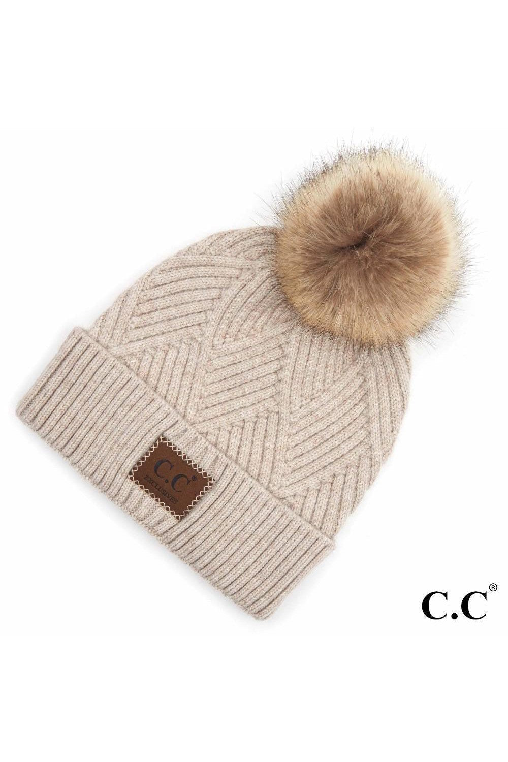 Shop Diamond Knit Patch Beanie - C.C.-Winter Hat at Ruby Joy Boutique, a Women's Clothing Store in Pickerington, Ohio