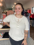 Shop Diana Waffle Top-Short Sleeve Top at Ruby Joy Boutique, a Women's Clothing Store in Pickerington, Ohio