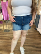 Shop Distressed Hem Denim Shorts | Zenana- at Ruby Joy Boutique, a Women's Clothing Store in Pickerington, Ohio