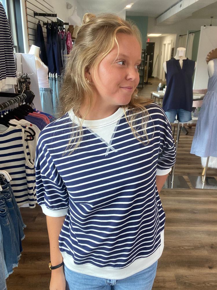 Shop Dockside Striped Pullover- at Ruby Joy Boutique, a Women's Clothing Store in Pickerington, Ohio