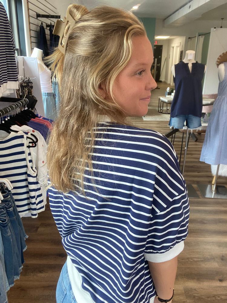 Shop Dockside Striped Pullover- at Ruby Joy Boutique, a Women's Clothing Store in Pickerington, Ohio
