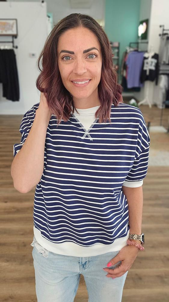 Shop Dockside Striped Pullover- at Ruby Joy Boutique, a Women's Clothing Store in Pickerington, Ohio