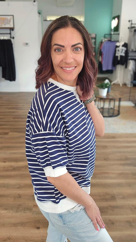 Shop Dockside Striped Pullover- at Ruby Joy Boutique, a Women's Clothing Store in Pickerington, Ohio