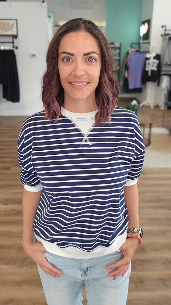Shop Dockside Striped Pullover- at Ruby Joy Boutique, a Women's Clothing Store in Pickerington, Ohio