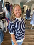 Shop Dockside Striped Pullover- at Ruby Joy Boutique, a Women's Clothing Store in Pickerington, Ohio