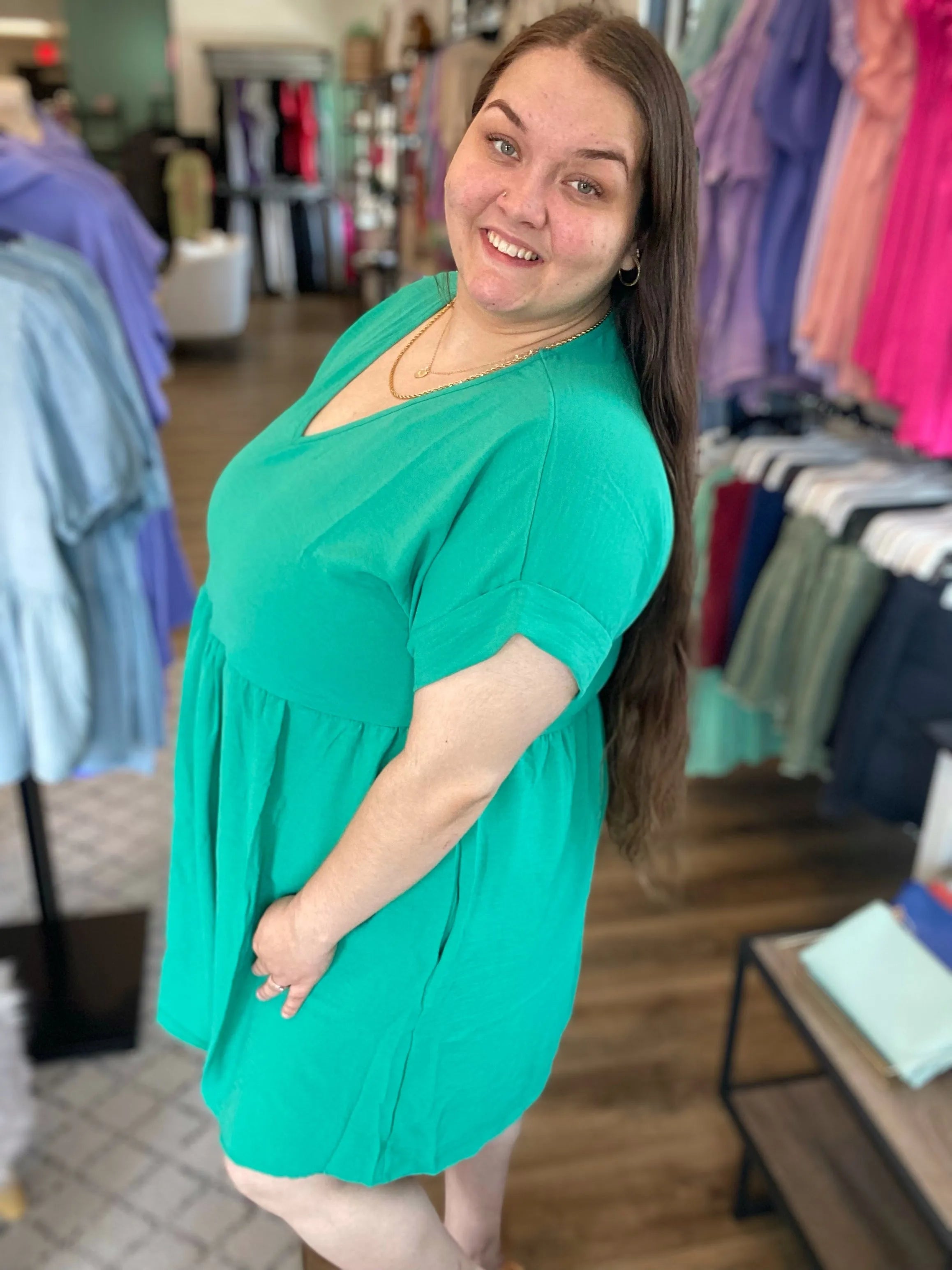 Shop Dolman Sleeve Maisey Dress - Paris Green- at Ruby Joy Boutique, a Women's Clothing Store in Pickerington, Ohio