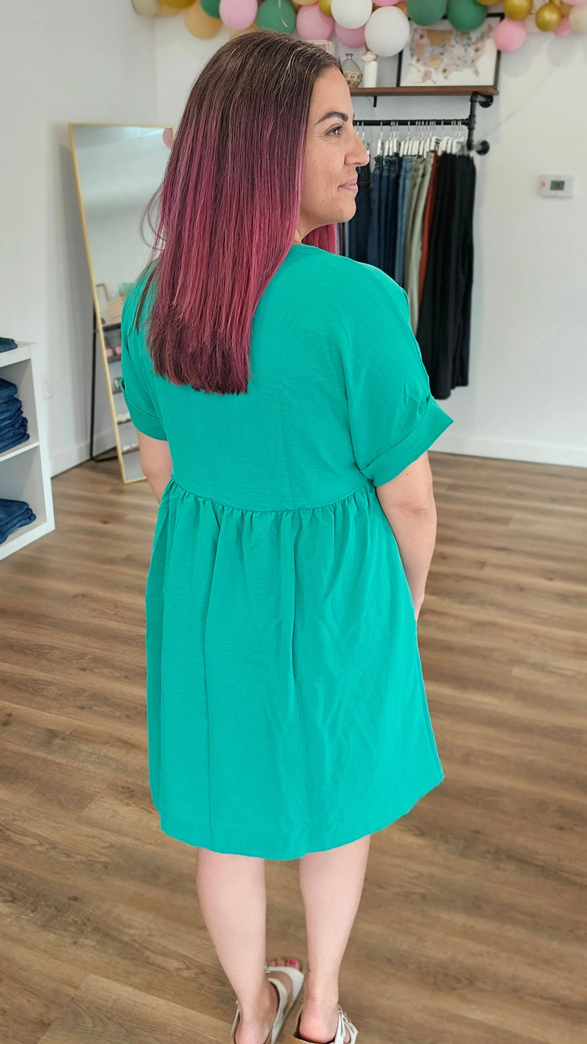 Shop Dolman Sleeve Maisey Dress - Paris Green- at Ruby Joy Boutique, a Women's Clothing Store in Pickerington, Ohio