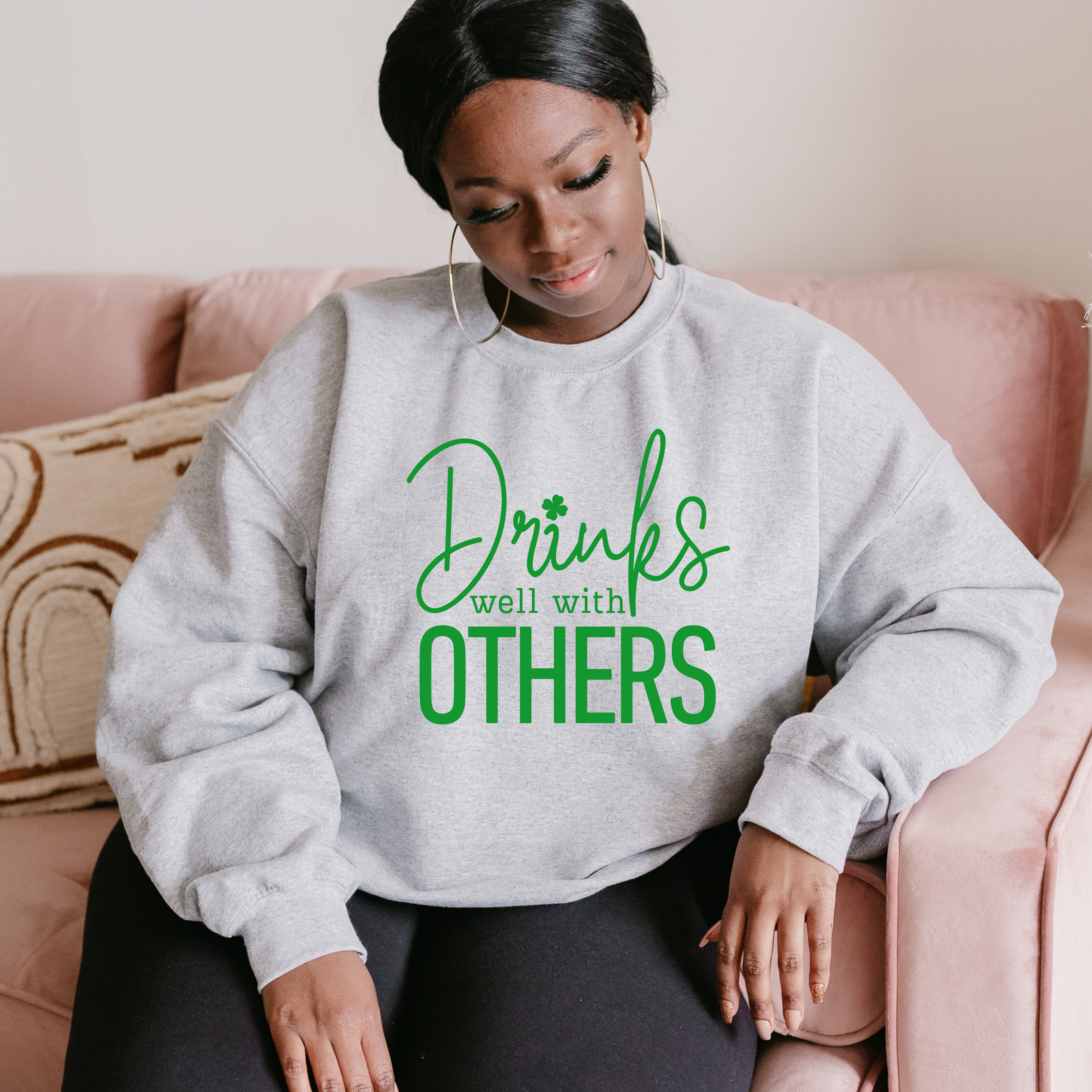 Shop Drinks Well With Others | St. Patrick's Day Graphic Top-Tee at Ruby Joy Boutique, a Women's Clothing Store in Pickerington, Ohio