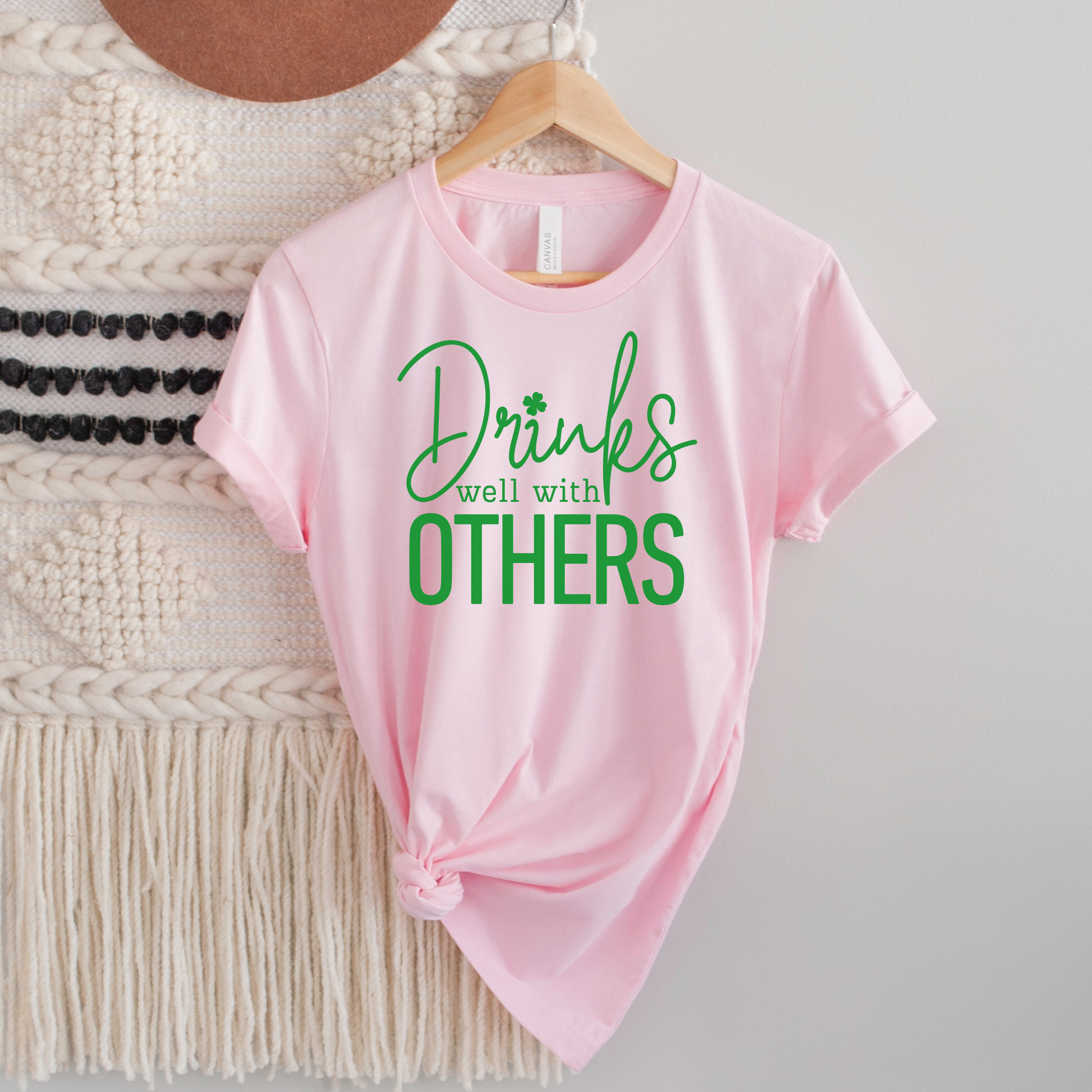 Shop Drinks Well With Others | St. Patrick's Day Graphic Top-Tee at Ruby Joy Boutique, a Women's Clothing Store in Pickerington, Ohio