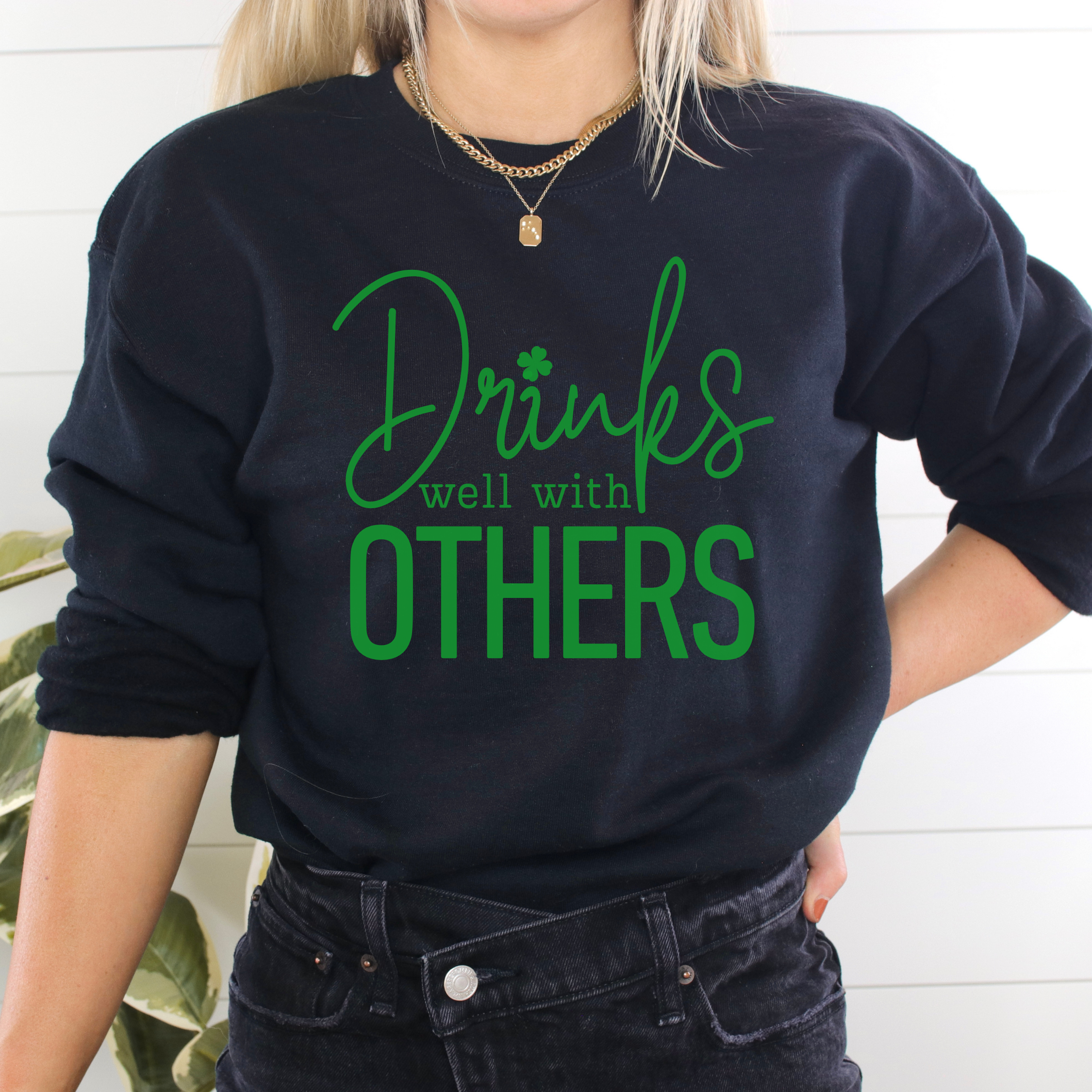 Shop Drinks Well With Others | St. Patrick's Day Graphic Top-Tee at Ruby Joy Boutique, a Women's Clothing Store in Pickerington, Ohio
