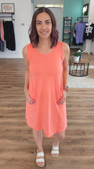 Shop Easy Breezy Raw Edge Dress with Pockets - Coral- at Ruby Joy Boutique, a Women's Clothing Store in Pickerington, Ohio