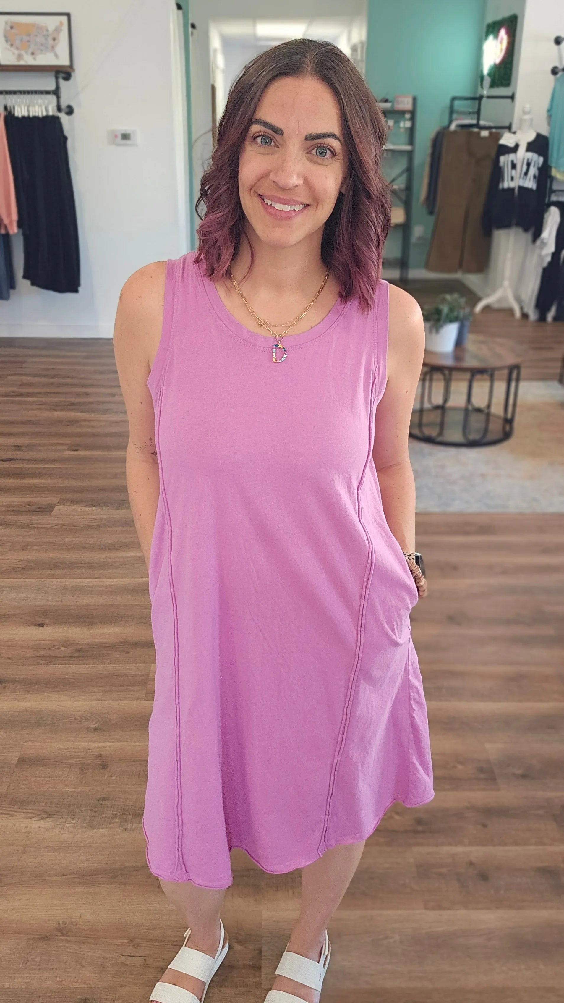 Shop Easy Breezy Raw Edge Dress with Pockets - Orchid- at Ruby Joy Boutique, a Women's Clothing Store in Pickerington, Ohio