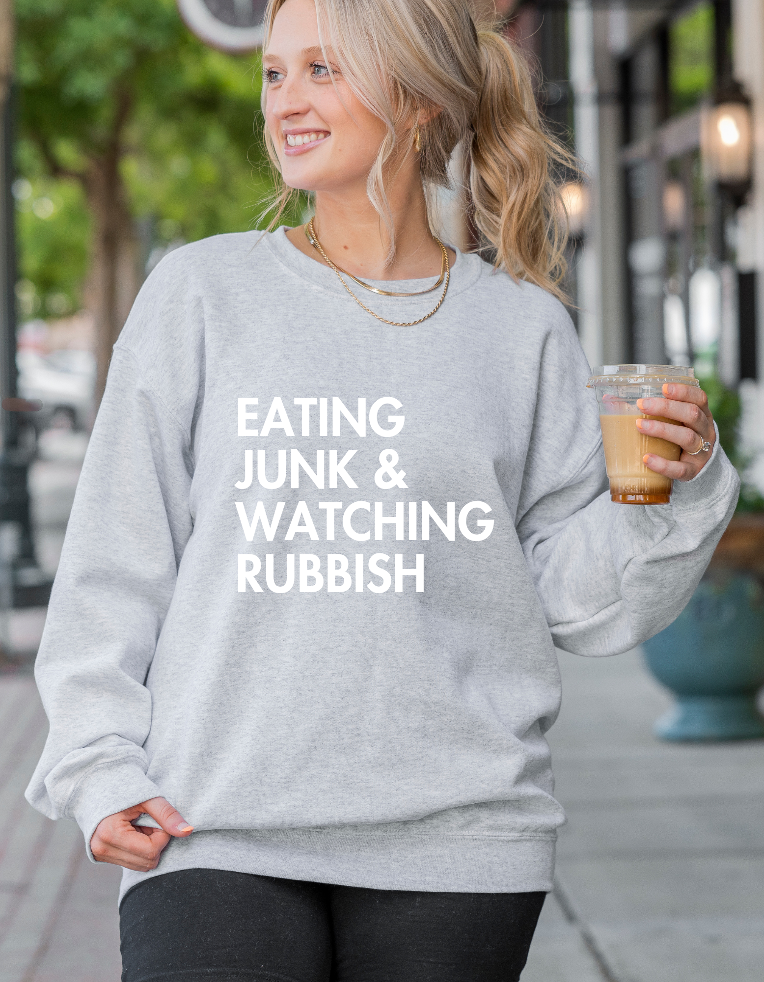 Shop Eating Junk & Watching Rubbish Graphic Top | Home Alone Christmas- at Ruby Joy Boutique, a Women's Clothing Store in Pickerington, Ohio