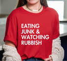 Shop Eating Junk & Watching Rubbish Graphic Top | Home Alone Christmas- at Ruby Joy Boutique, a Women's Clothing Store in Pickerington, Ohio