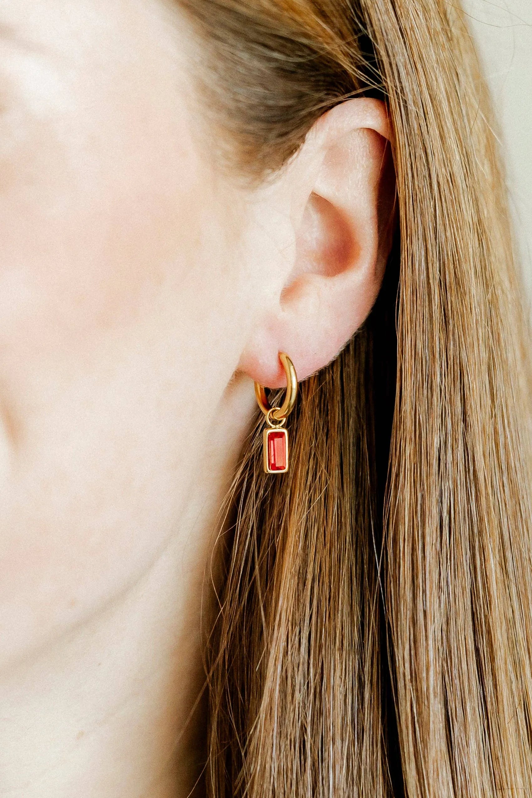 Shop Edith Huggie Charm Earrings - Red- at Ruby Joy Boutique, a Women's Clothing Store in Pickerington, Ohio