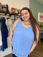 Shop Elena Sleeveless Swiss Dot Top-Shirts & Tops at Ruby Joy Boutique, a Women's Clothing Store in Pickerington, Ohio