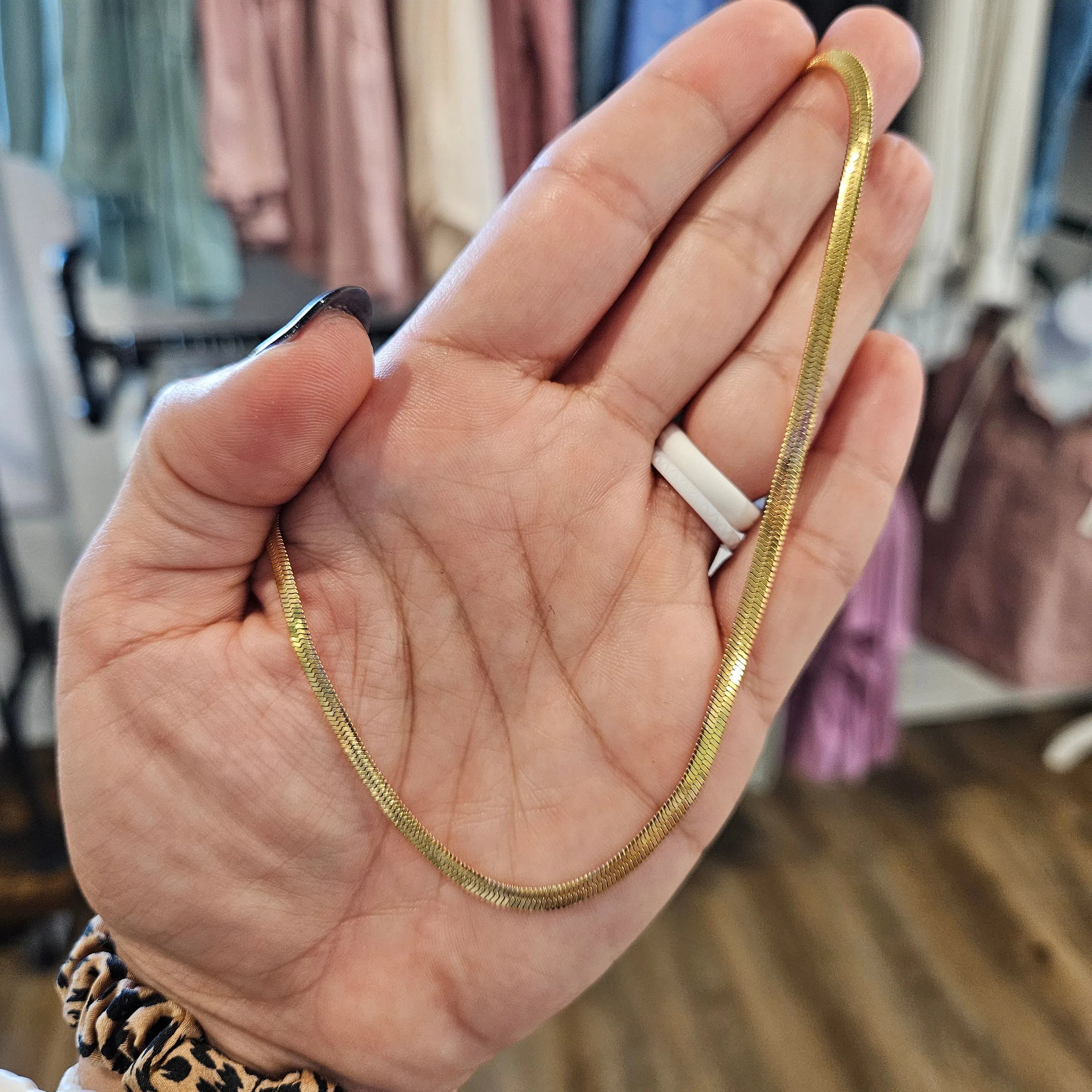 Shop Ellen Herringbone Necklace - Waterproof-Necklaces at Ruby Joy Boutique, a Women's Clothing Store in Pickerington, Ohio